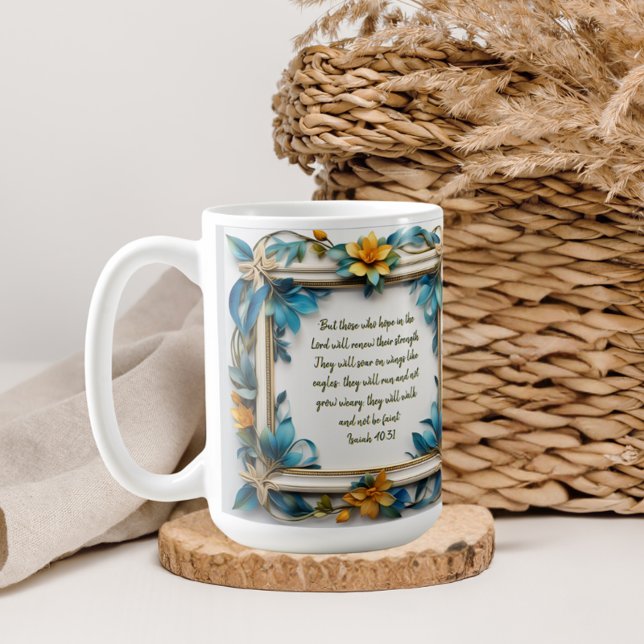 Blauer Topaz Blossom Rahmen Kaffeetasse (Von Creator hochgeladen)