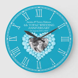 Blauer Topaz Foto 4. Hochzeitstag Große Wanduhr