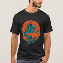 Blauer, traditioneller chinesischer Drache auf dem T-Shirt