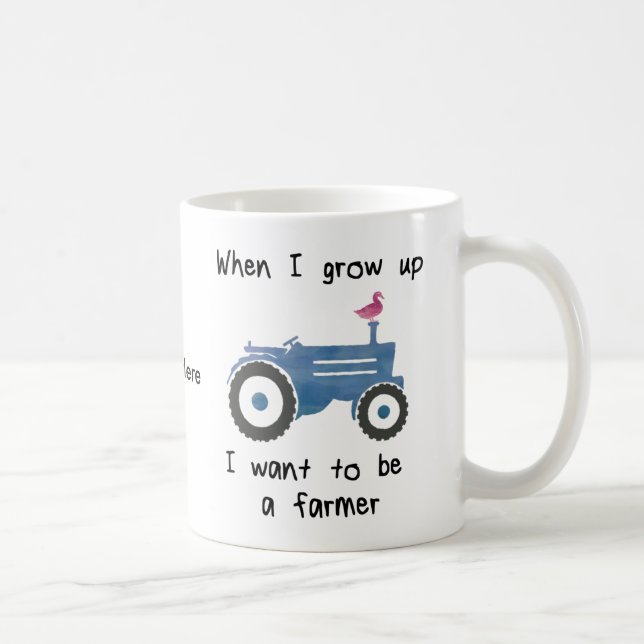 Blauer Traktor u. Ente-ICh wollen, um ein Landwirt Kaffeetasse (Rechts)