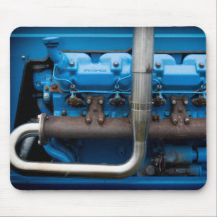 Blauer Traktormotor Mousepad