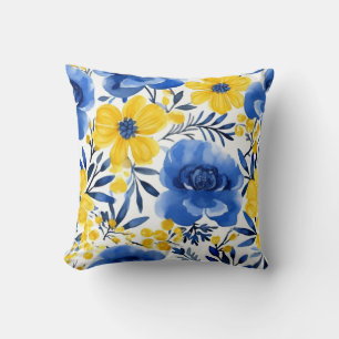 Blauer Traum Gelb Blume Kissen