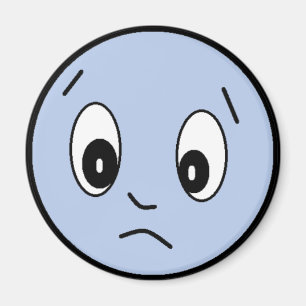 Blauer trauriger Gesichts-Magnet Magnet