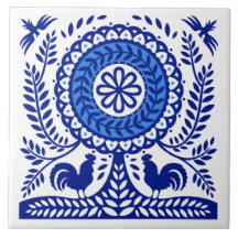 Blauer Tree Polnischer Folk Tile