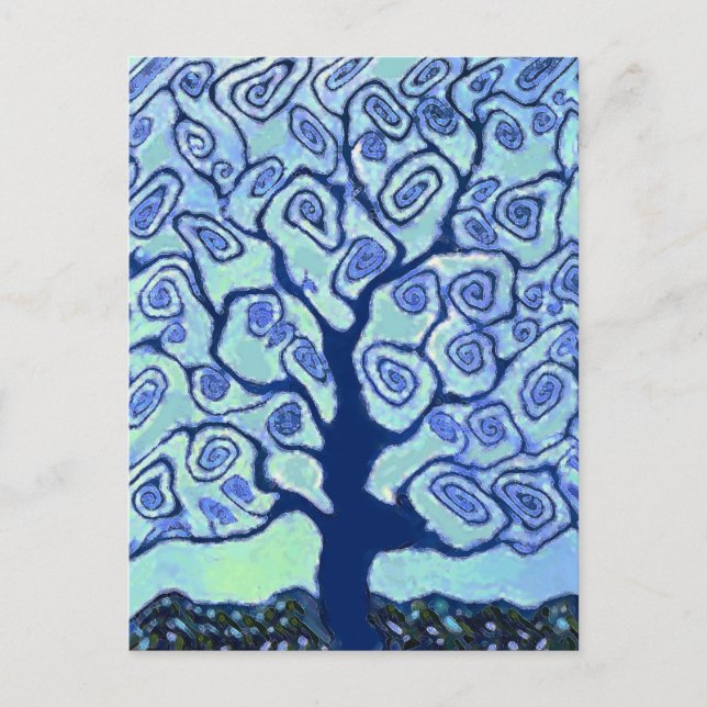 Blauer Tree Postkarte (Vorderseite)