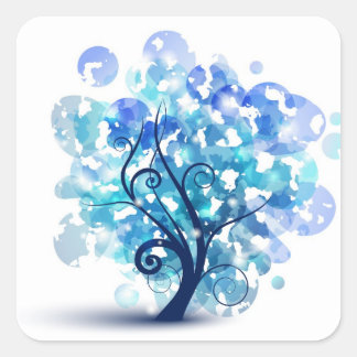 Blauer Tree Quadratischer Aufkleber