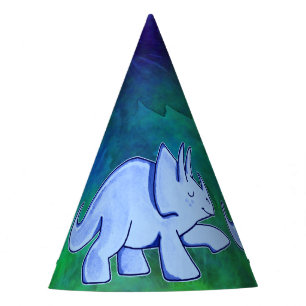 Blauer Triceratops-Papier-Party-Hut Partyhütchen