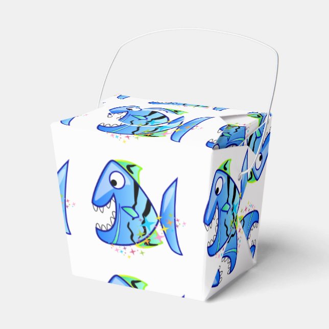 Blauer tropischer Piranha mit Sternen Geschenkschachtel (Vorderseite)