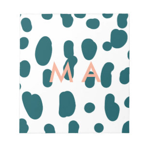 Blauer Tupfen orangener Pastell-Monogramm-Mann Buc Notizblock