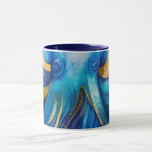 Blauer Türkis Goldtopus Tasse (Zentrum)