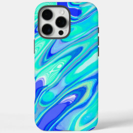 Blauer türkisfarbener Abstrakter Marmor Texture Li iPhone 16 Pro Max Hülle