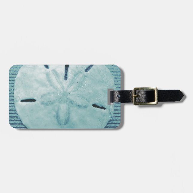 Blauer Turq Sand-Dollar Gepäckanhänger (Vorderseite horizontal)