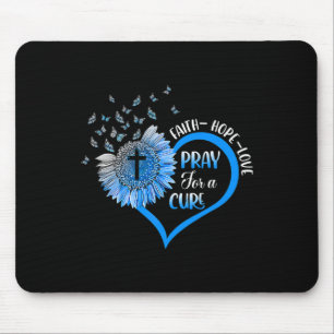 Blauer Typ 1 Diabetes Herzschmetterling Religiös Mousepad