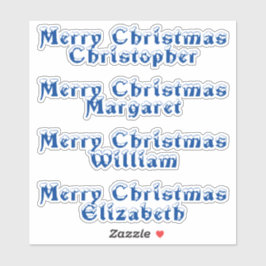 Blauer Typografie mit Schneebezug Frohe Weihnachts Aufkleber