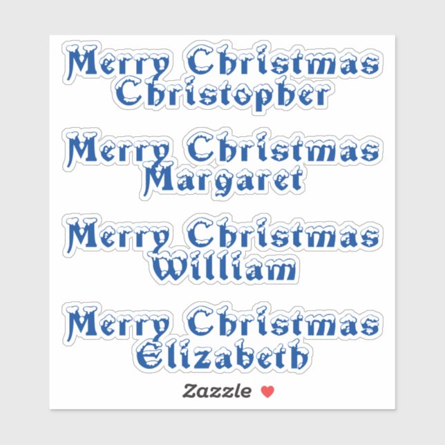 Blauer Typografie mit Schneebezug Frohe Weihnachts Aufkleber (Blatt)