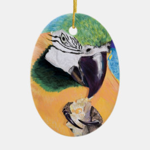 Blauer u. gelber Macaw-Pastellkunst-Verzierung Keramik Ornament