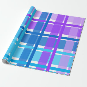 Blauer u. lila Gingham kariert Geschenkpapier