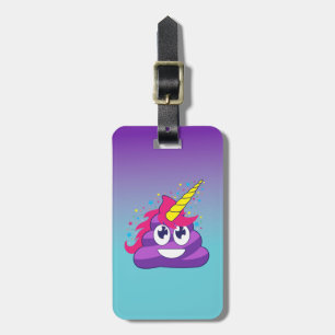 Blauer u. lila Ombre Unicorn Poo Emoji Gepäckanhänger
