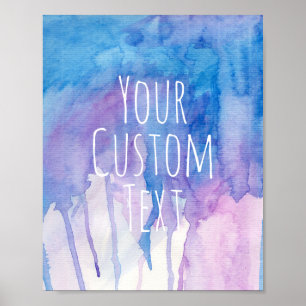 Blauer u. lila Watercolor - kundenspezifisches Poster