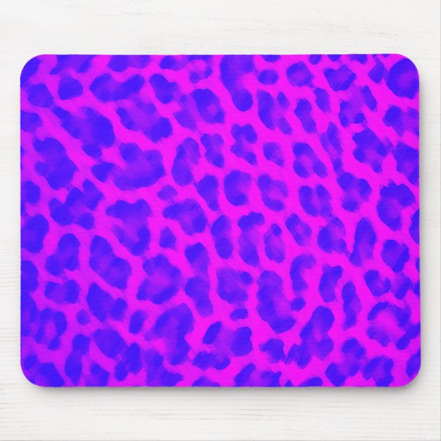 Blauer u. rosa Leopard-Druck Mousepad (Vorne)