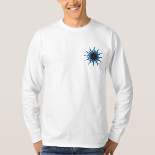 Blauer u. schwarzer Sun-Fantasie-Entwurf Besticktes Langarmshirt