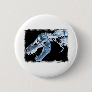Blauer u. schwarzer T-Rex Röntgenstrahl entbeint Button