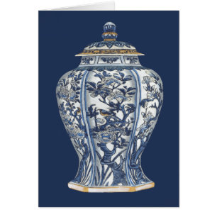 Blauer u. weißer Porzellan-Vase durch