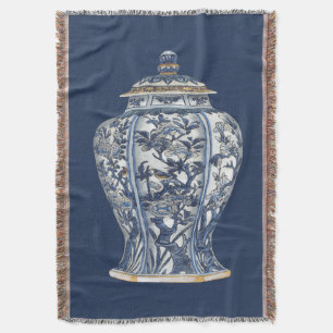 Blauer u. weißer Porzellan-Vase durch Decke