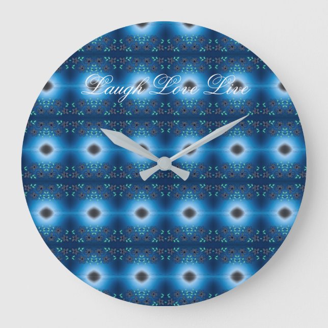 Blauer Uhrwerk mit lachender Liebe und Live Große Wanduhr (Vorderseite)