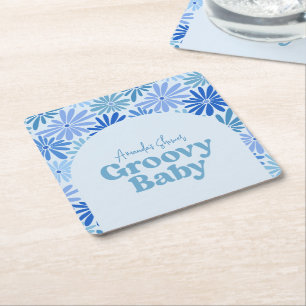 Blauer und Aquamariner Retro Blumenstrauß Kinderdu Rechteckiger Pappuntersetzer