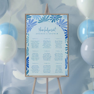 Blauer und Aquamariner Retro-Sitzplan Poster