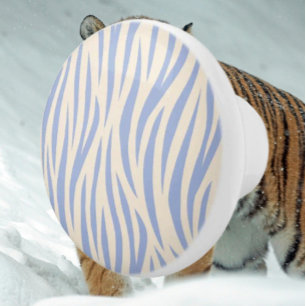 Blauer und Beiger Keramikknopf mit Zebrastreifen – Keramikknauf