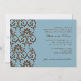 Blauer und brauner Jahrgang Hochzeit Einladung
