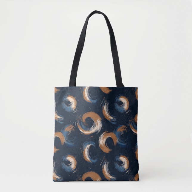 Blauer und brauner Kreis auf dunklem Hintergrund Tasche (Vorderseite)