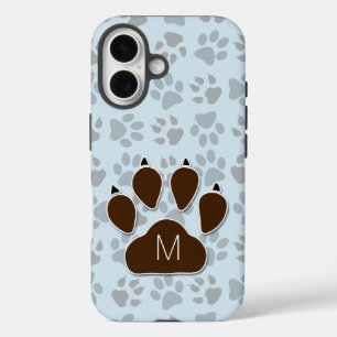 Blauer und brauner Paw-Ausdruck mit Monogramm title_seo2