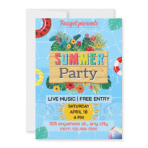Blauer und brauner Sommer Beach Party Poster