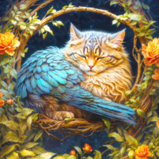 Blauer und brauner Tabby Katze mit Federn