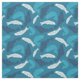Blauer und Elfenbeinforellen, Gemusterter Fisch Stoff