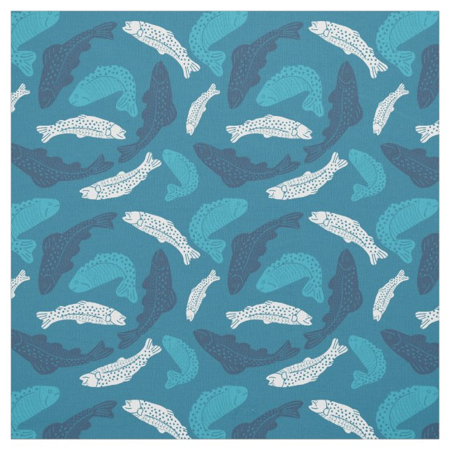 Blauer und Elfenbeinforellen, Gemusterter Fisch Stoff (Muster)