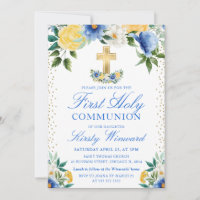 Blauer und gelbe Blumen Erste Heilige Kommune