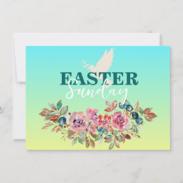 Blauer und gelbe Osterkirche Einladung