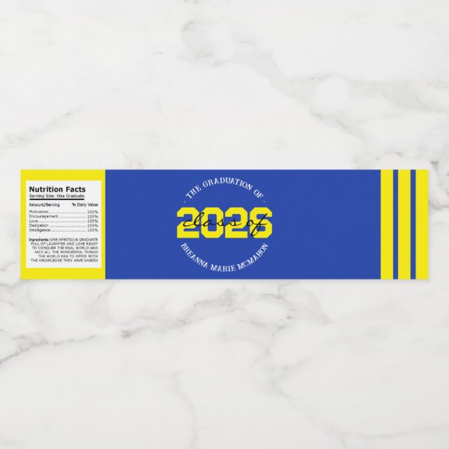 Blauer und gelber Abschluss Wasser Flaschen Etiket (Einzelnes Label)
