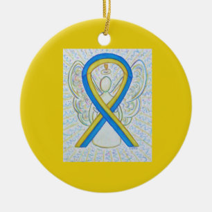 Blauer und gelber Angel-Angel-Ornamente Keramik Ornament