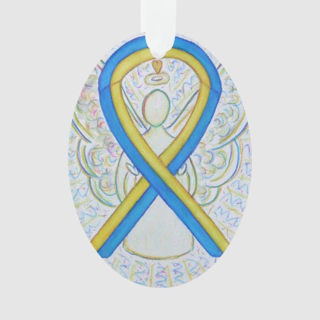 Blauer und gelber Angel Ornament (Vorderseite)
