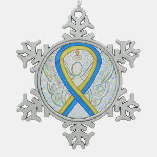 Blauer und gelber Angel Schneeflocken Zinn-Ornament