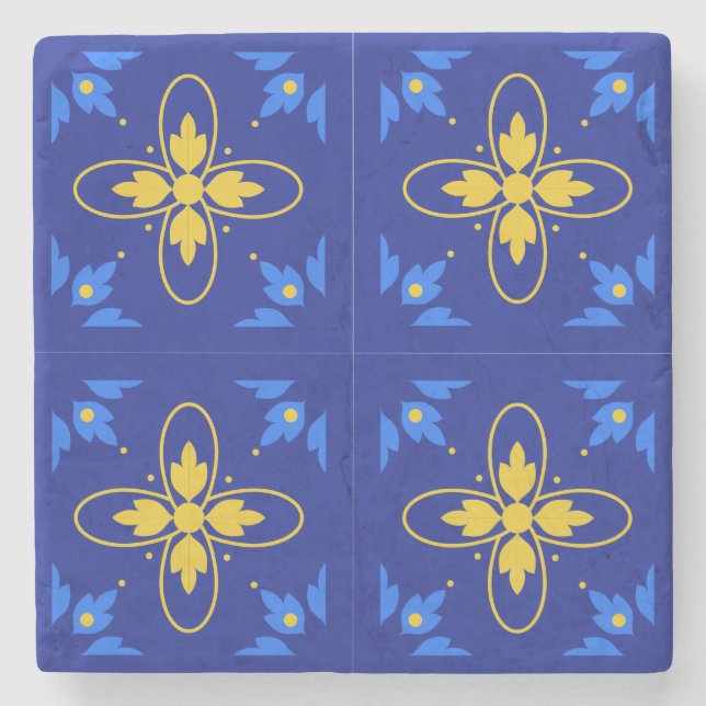 Blauer und gelber Azulejo- (Mini-) Untersetzer  (Vorderseite)
