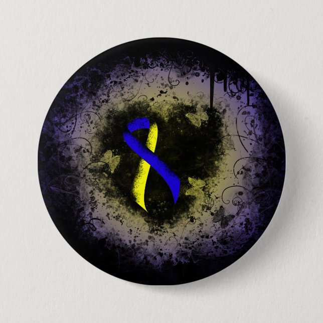 Blauer und gelber Barsch Button (Vorderseite)
