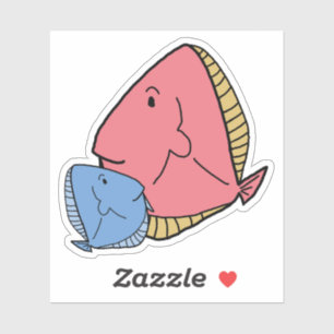 Blauer und gelber Fisch Aufkleber