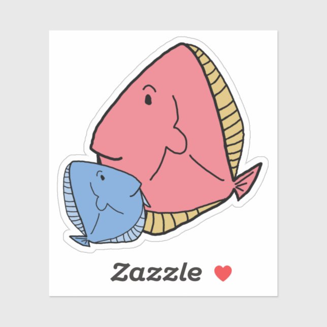 Blauer und gelber Fisch Aufkleber (Blatt)