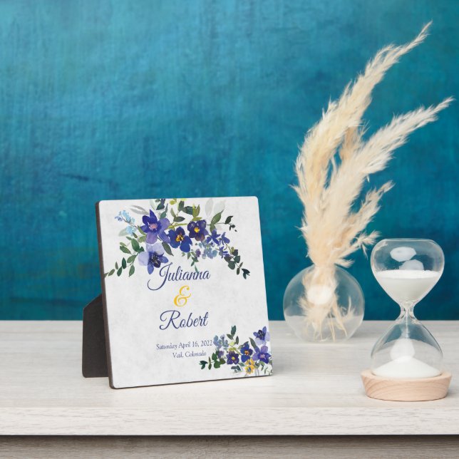 Blauer und gelber Hochzeitskalender Fotoplatte (InSitu)